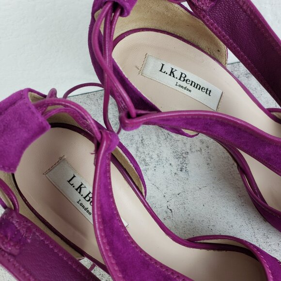 L.K. Bennett Giselle Suede Sandals Strappy Heels Purple 38.5 ASO Nicole Kidman - Picture 7 of 16